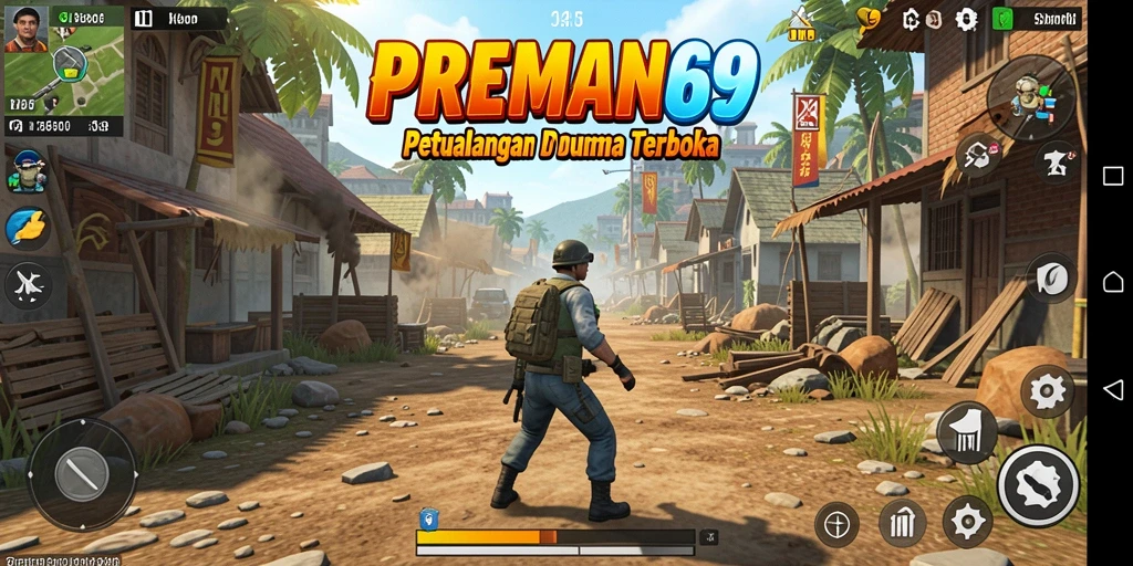 Tampilan screenshot gameplay seru dari PREMAN69 yang menunjukkan dunia terbuka.