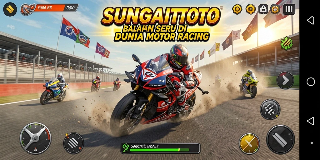Gameplay balapan seru dalam SUNGAITOTO dengan kendaraan kece.
