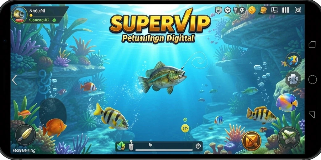 Tampilan gameplay SUPERVIP yang menarik saat memancing.