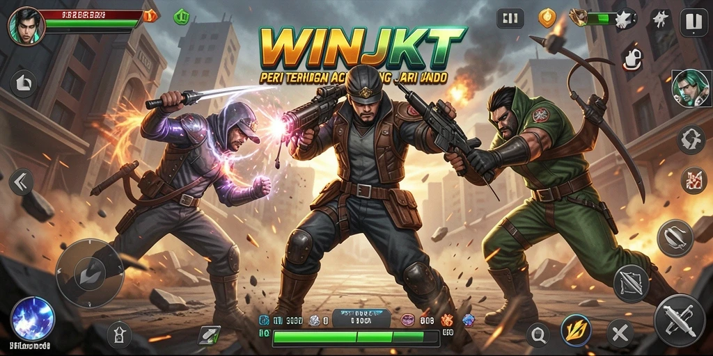 Tangkapan layar gameplay WINJKT menampilkan aksi seru dan grafis menawan.